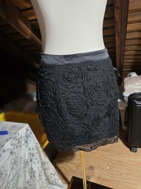 Forever 21 Black Rosette Textured Mini Skirt